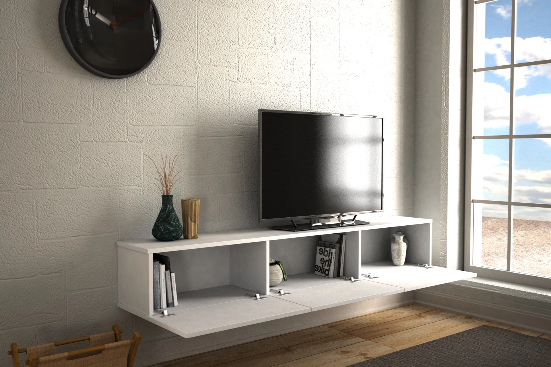 Tv stand , white (DM6-123) / made in eu