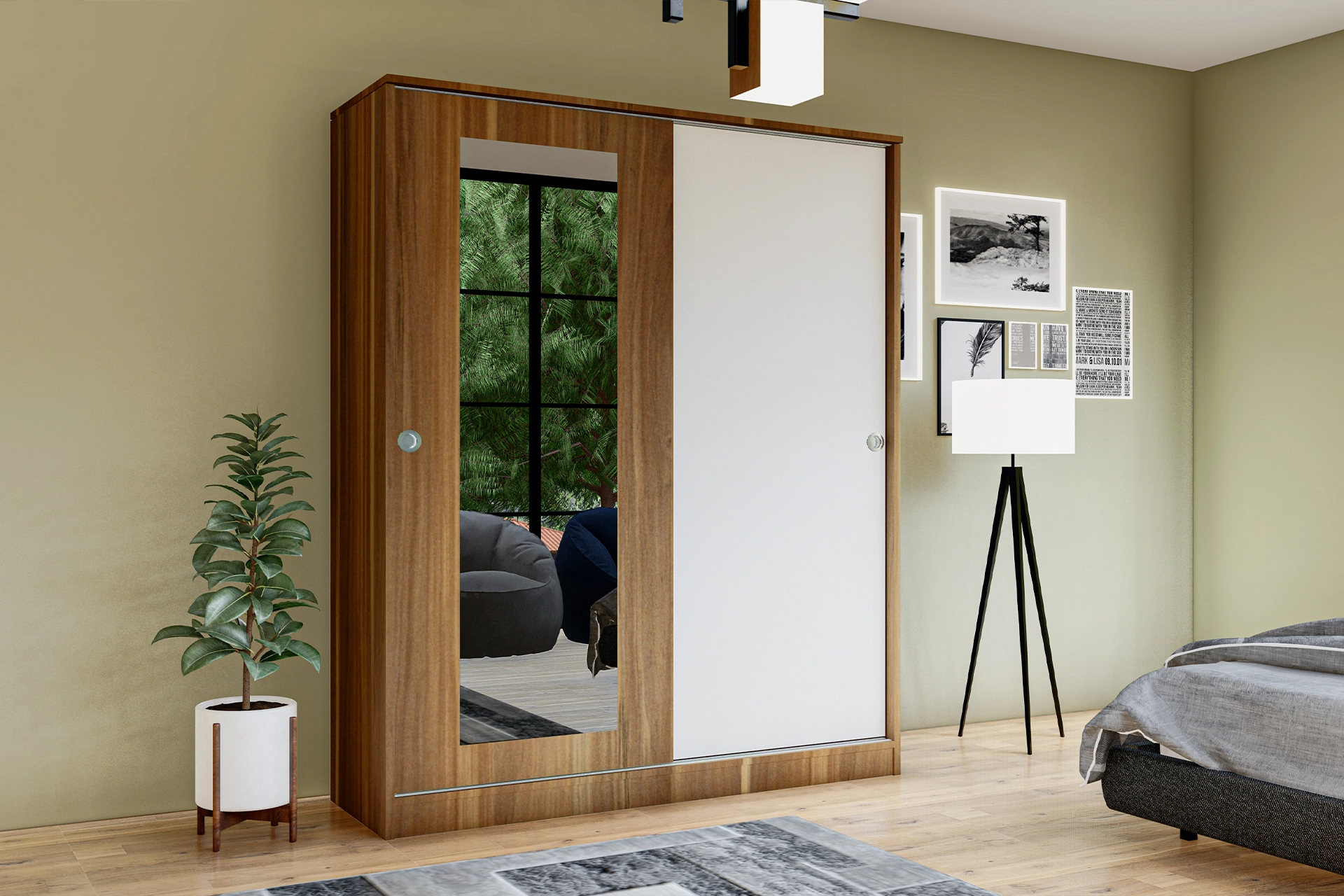 Mirror wardrobe , sliding , with 2 doors (MF5-118) / made in eu