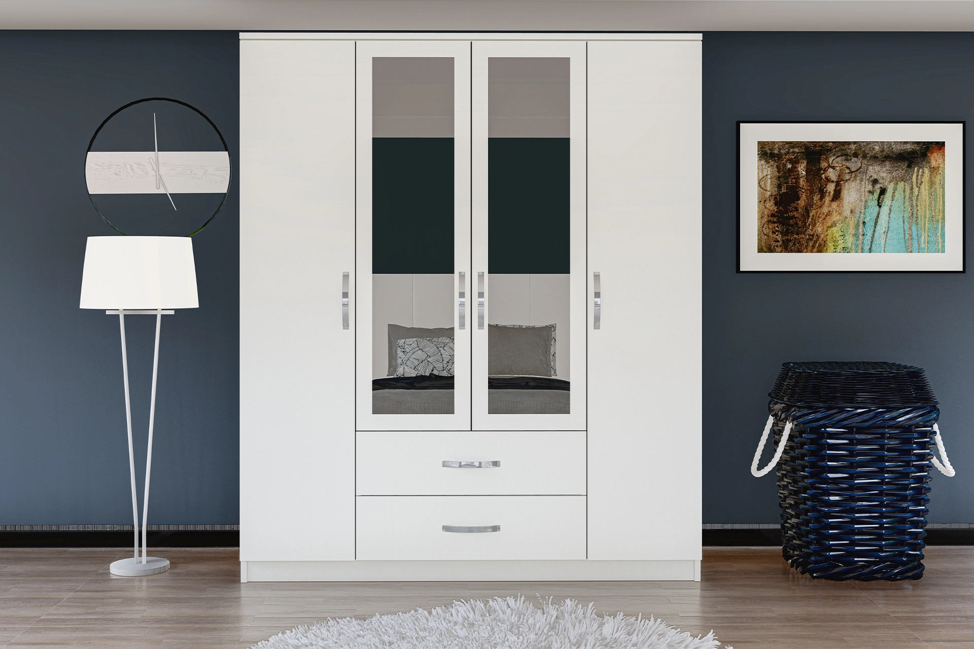 Mirror wardrobe , 4 doors with 2 drawers (MF5-113) / made in eu