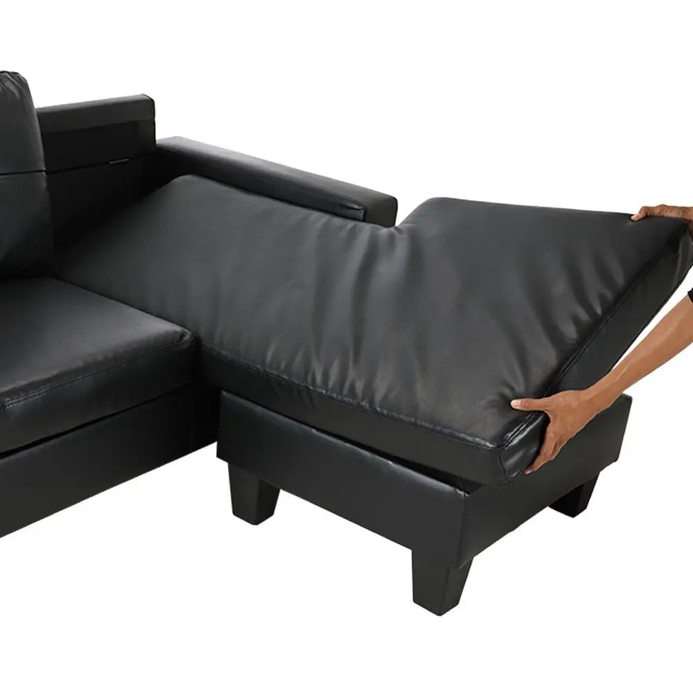 Furinbox L-shape pvc sofa, Arden black