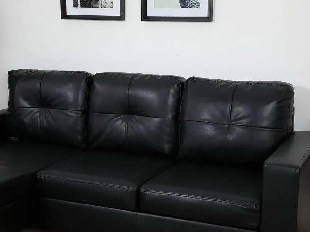 Furinbox L-shape pvc sofa, Arden black