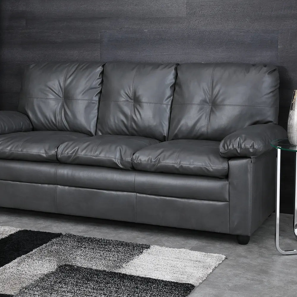 Furinbox augusta pvc sofa 3 seaters - dark grey