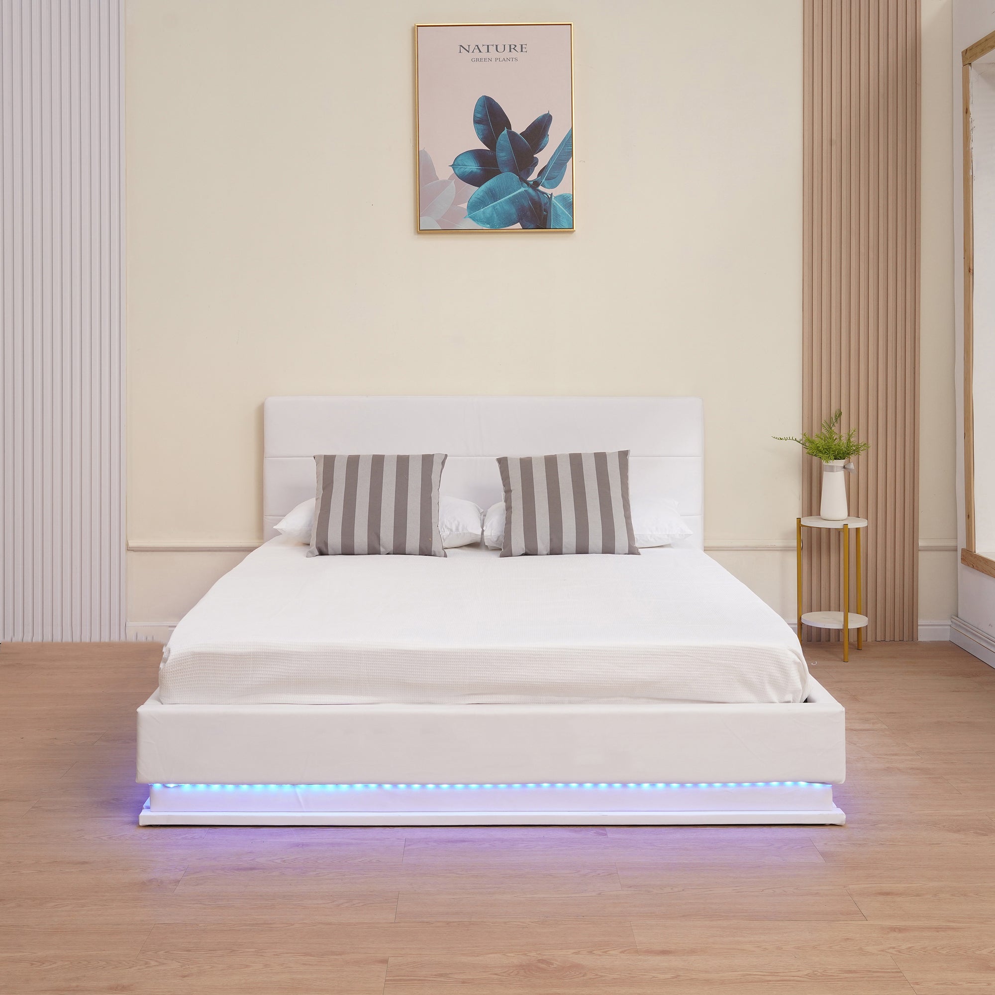 Bed (SSS-A503) Double- White PU (122X190cm) storage bed with gas lift