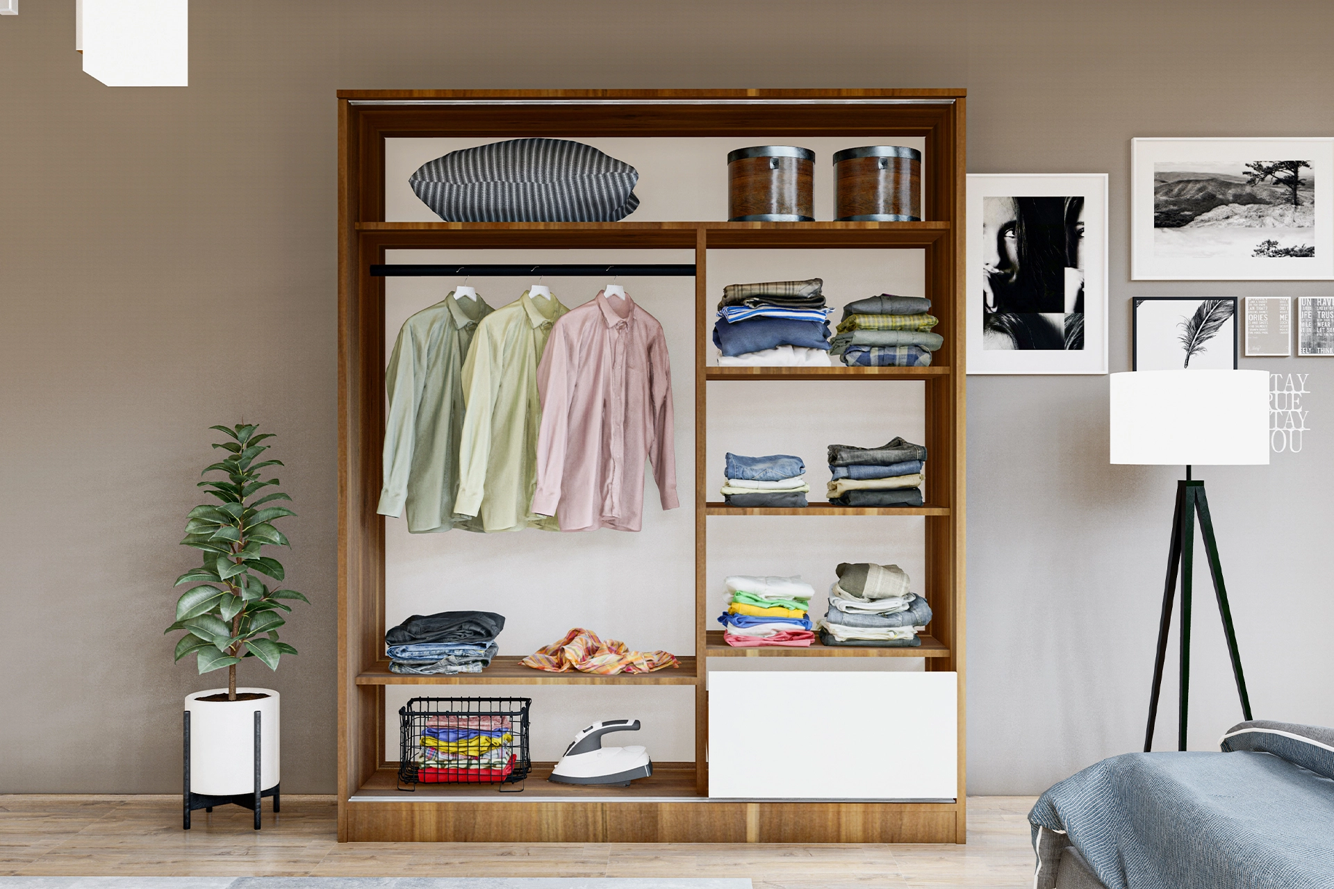 Mirrored wardrobe with 2 sliding doors , walnut (MF5-137) / made in eu