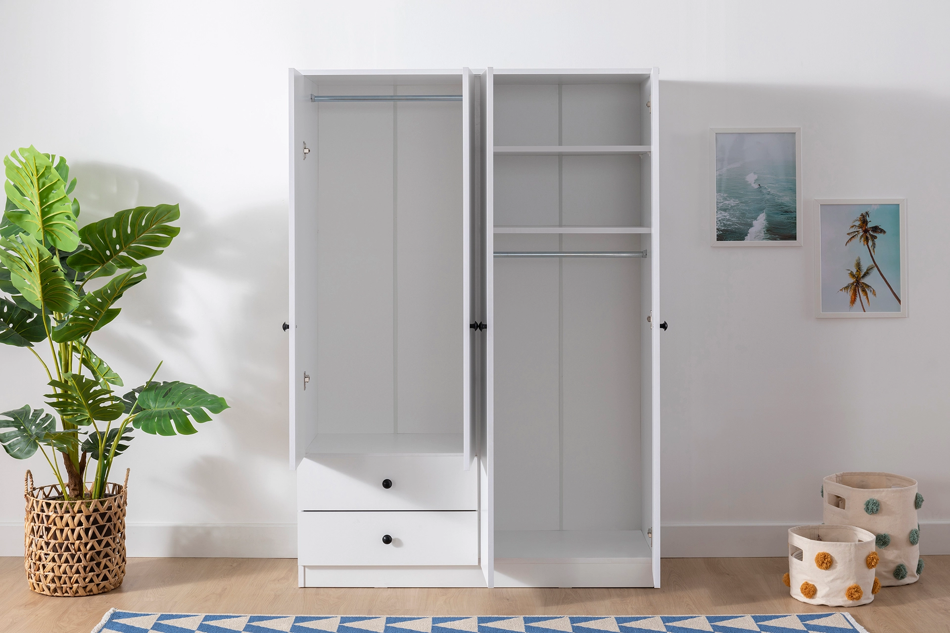 Wardrobe , button handle , 4 doors with 2 drawers (MF5-294) / made in eu