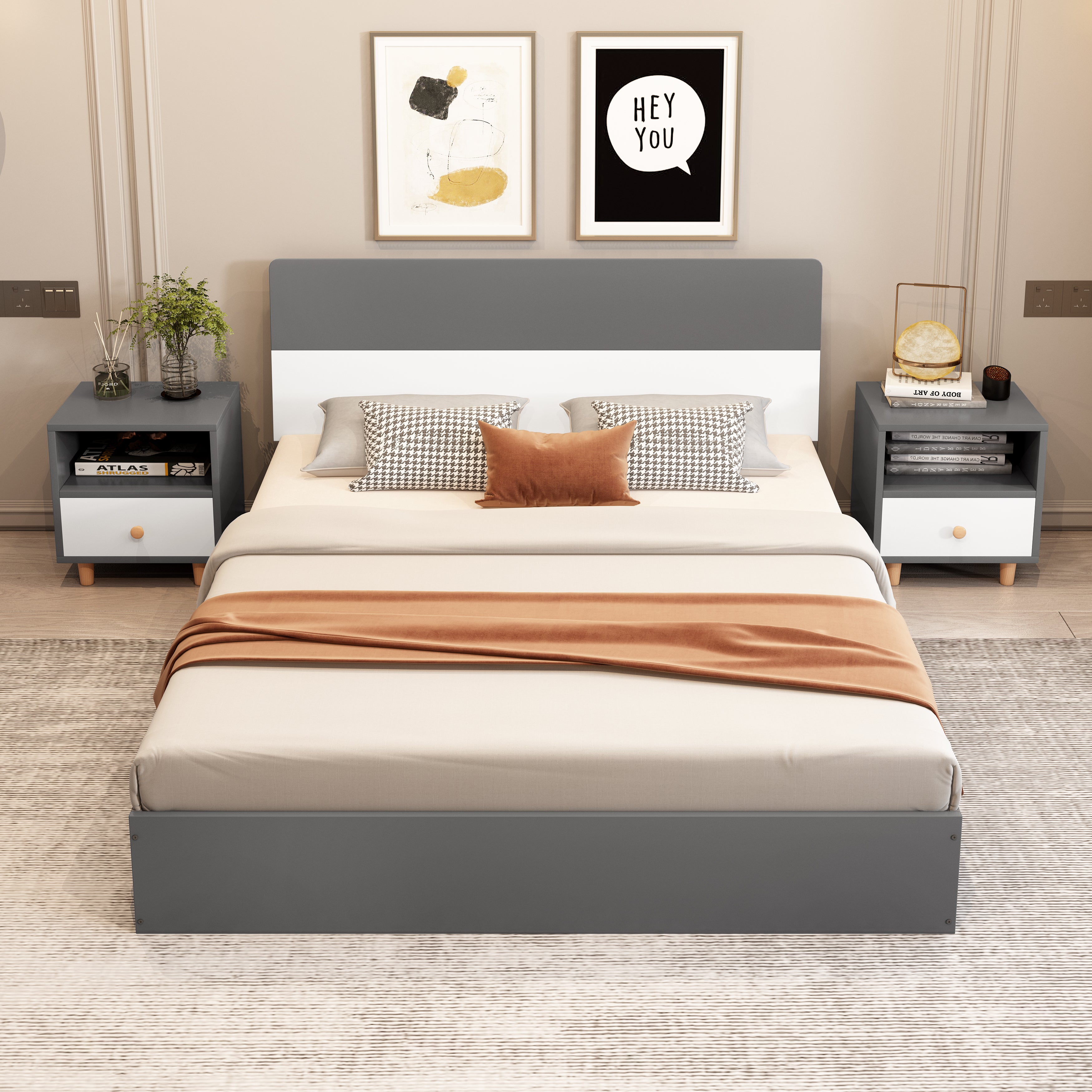 KA01 Bed pure white king (180*200*85)