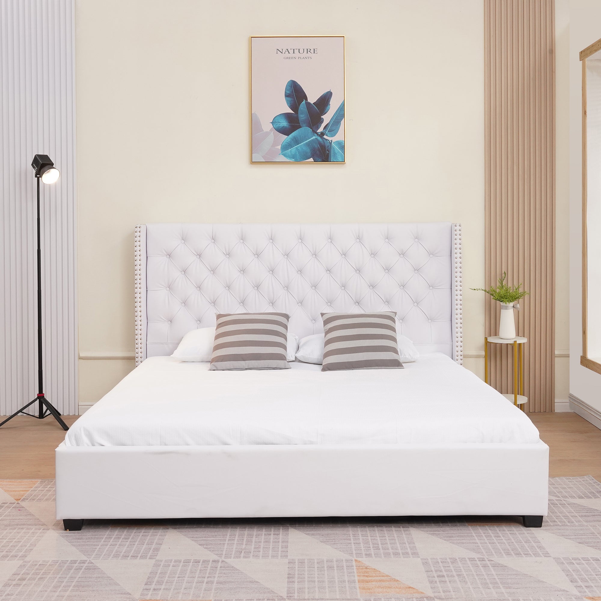 Bed (SSS-A225) King - White PU (180X200CM) storage bed with gas lift