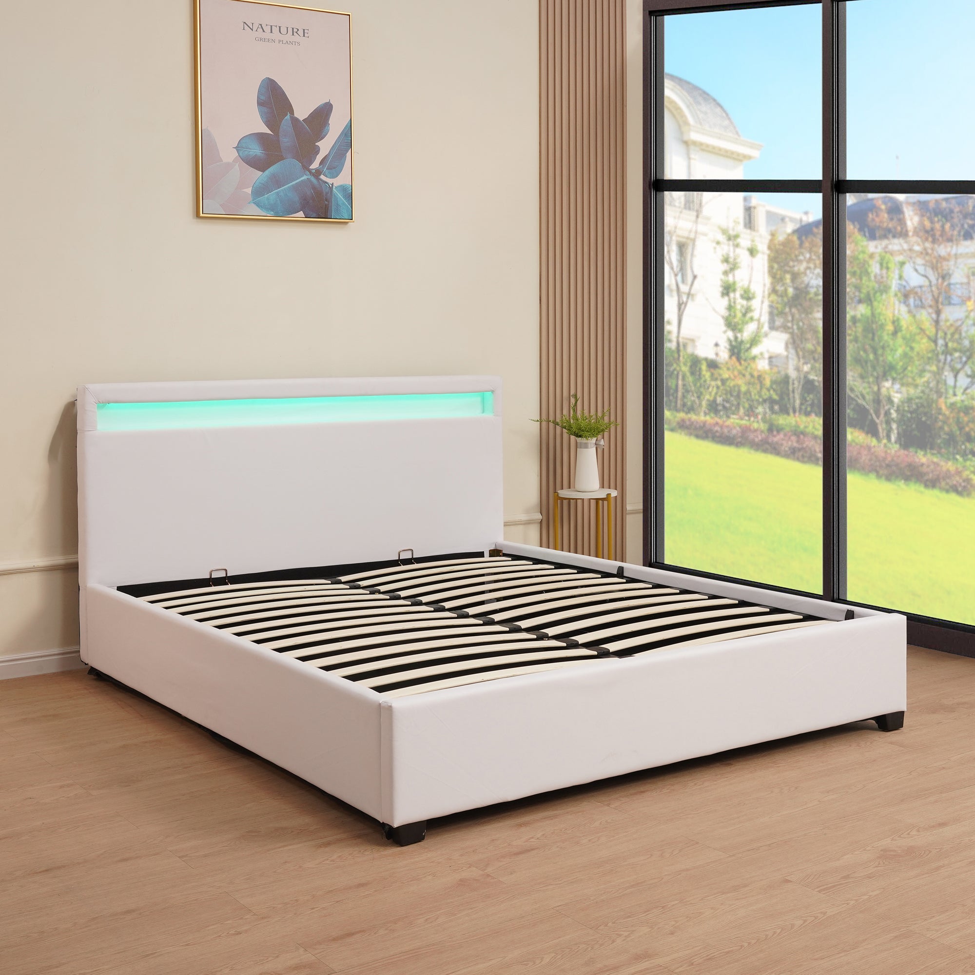Bed (SSS-A506) King - White PU (180X200CM) storage bed with gas lift