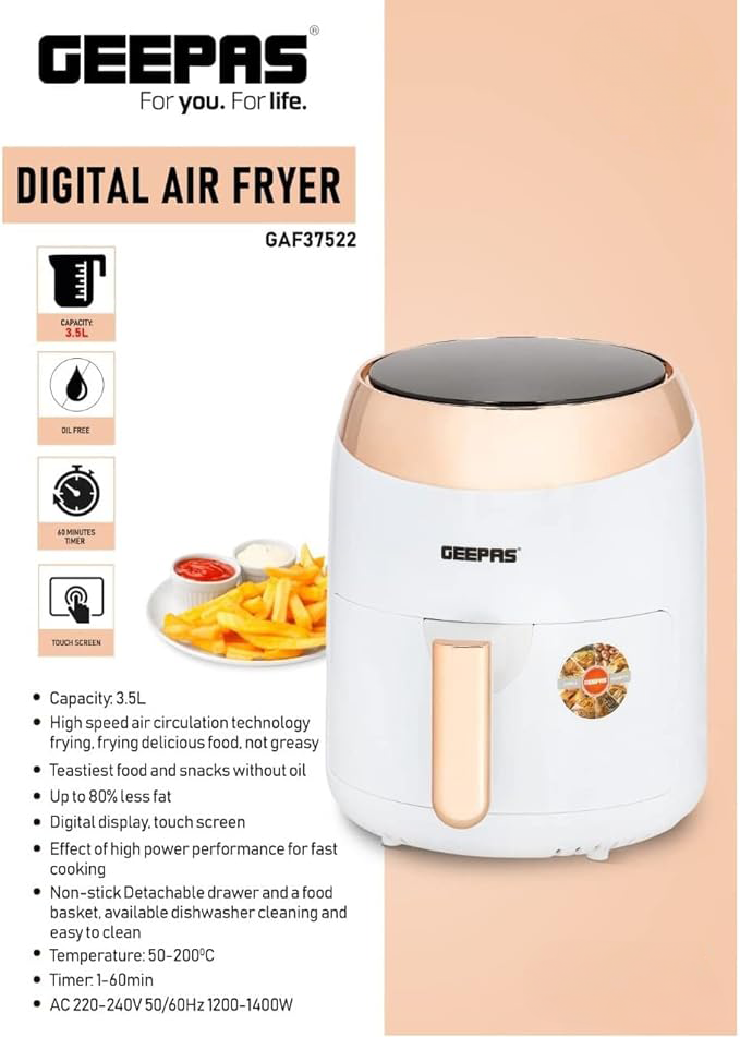 GEEPAS Digital Air Fryer 3.5L 1400W GAF37522