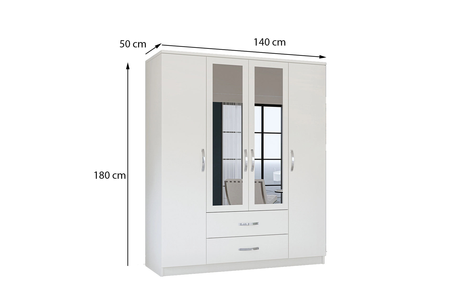 Mirror wardrobe , 4 doors with 2 drawers (MF5-113) / made in eu