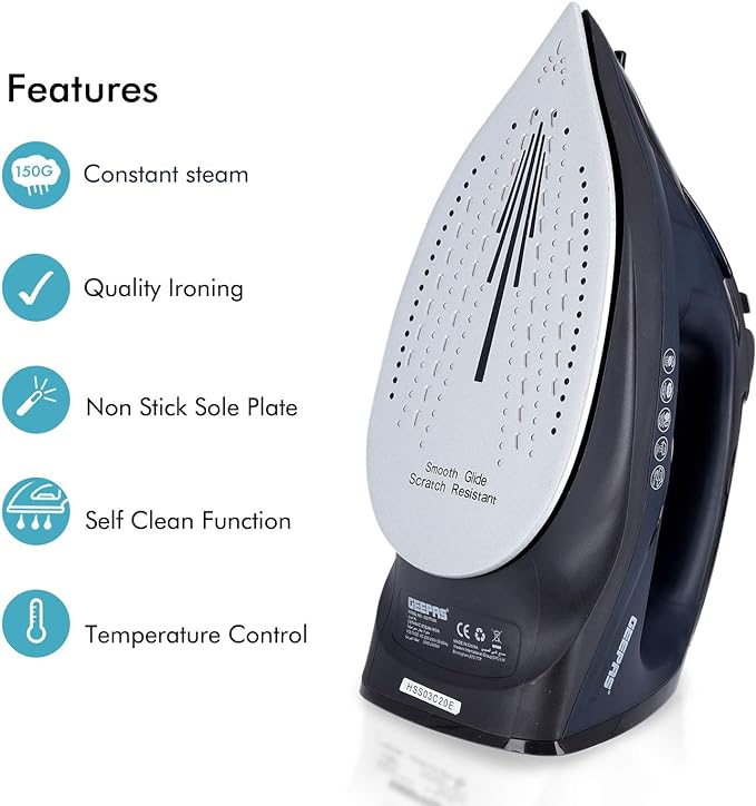 GEEPAS Ceramic Steam Iron 2400W White GSI770N
