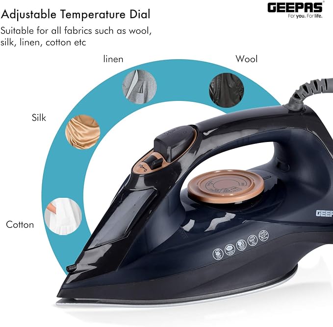 GEEPAS Ceramic Steam Iron 2400W White GSI770N