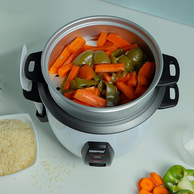 GEEPAS Automatic Rice Cooker & Steamer Non-Stick Inner Pot 1L 450W White GRC4325N