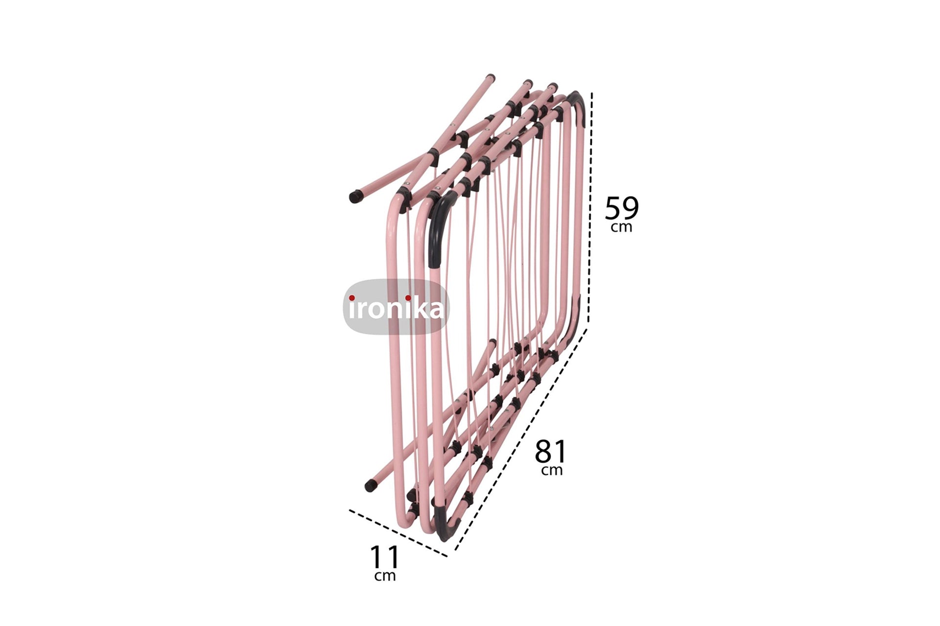 Ironi̇ka tres foldable laundry drying rack, 3-layer, pink (PL6-253)