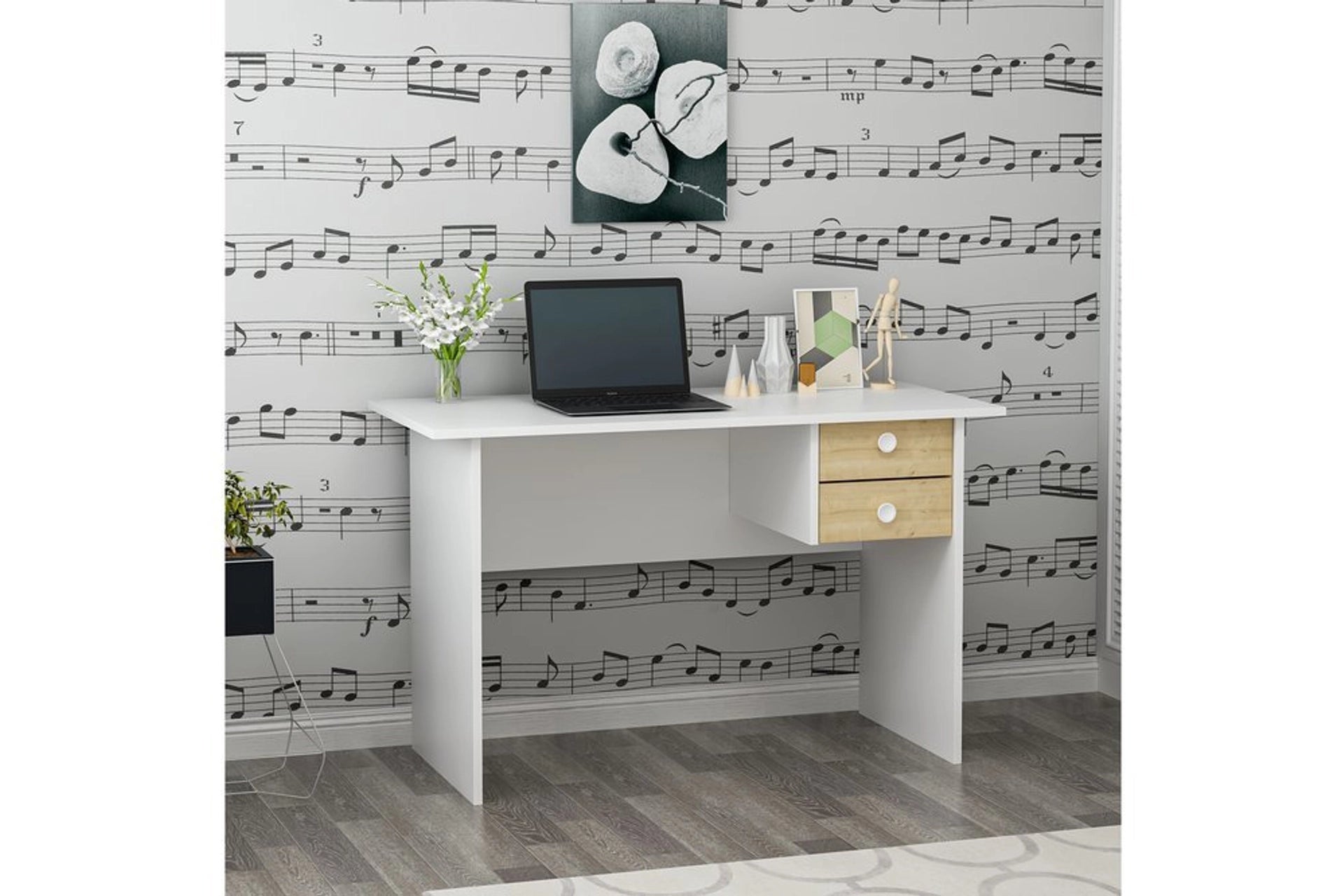 Decorair drew study desk with drawers, white (GW4-101)
