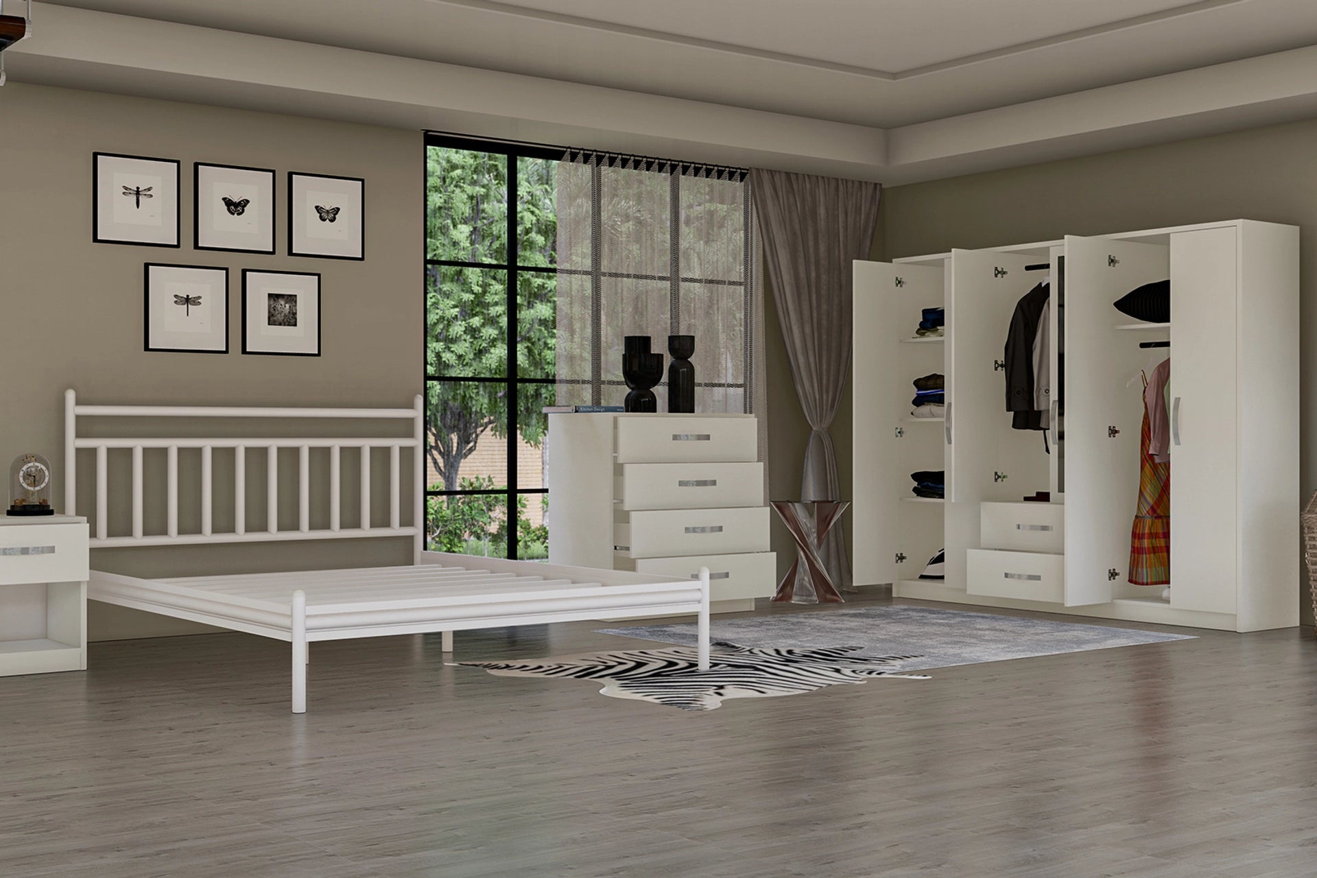 Bedroom set, white, with 6 doors (MF5-290) / Made in Eu