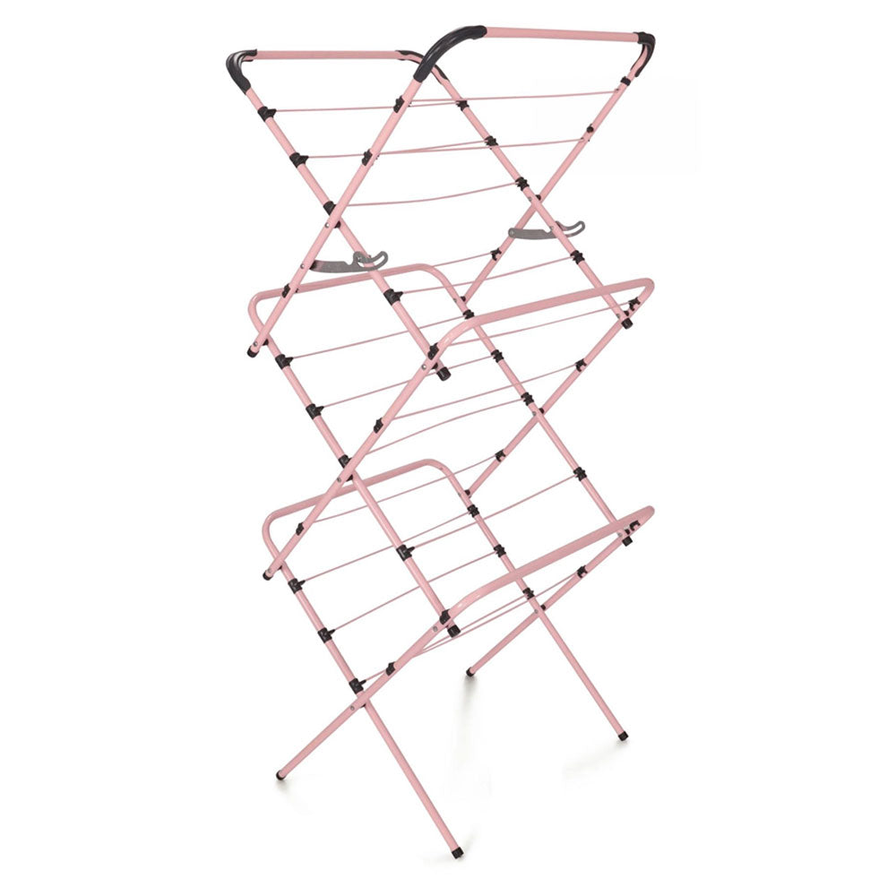 Ironi̇ka tres foldable laundry drying rack, 3-layer, pink (PL6-253)