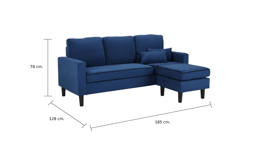 Furinbox L-shape fabric sofa, luther dark blue