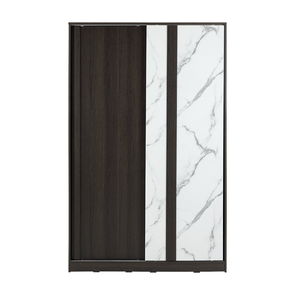 MARYDEL Bedroom Set (Bed, SL.Wardrobe, Dressing Table) Brownie White Marble