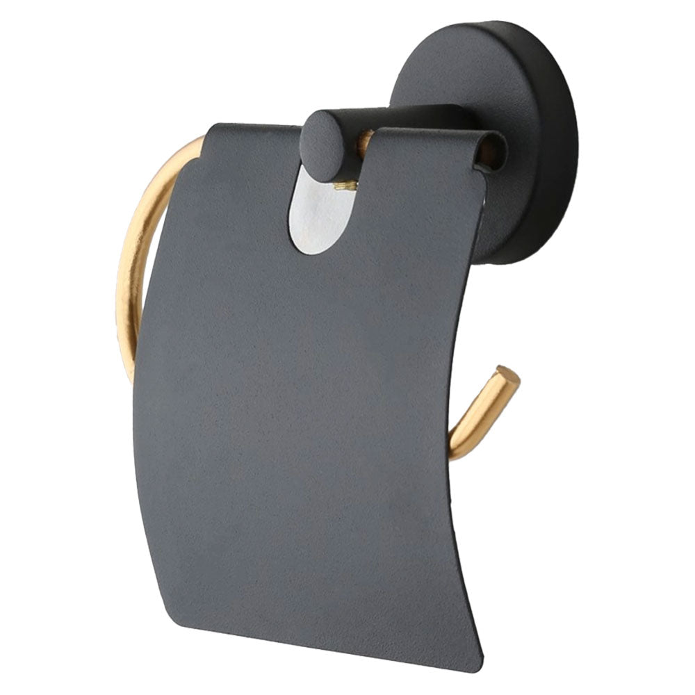 May bathroom toilet paper holder with gold lid, black (YM2-109)