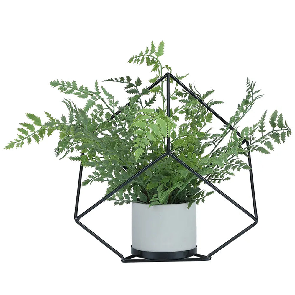 MIMI Mimosa Plant in Pot with Iron Frame - Green/Grey - Artificial