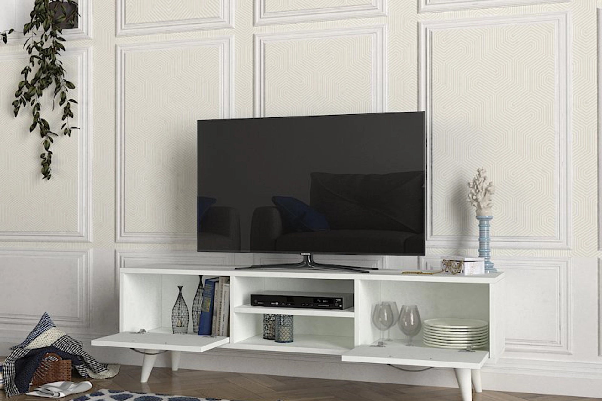 Tv stand, white (DM6-121)/ made in eu