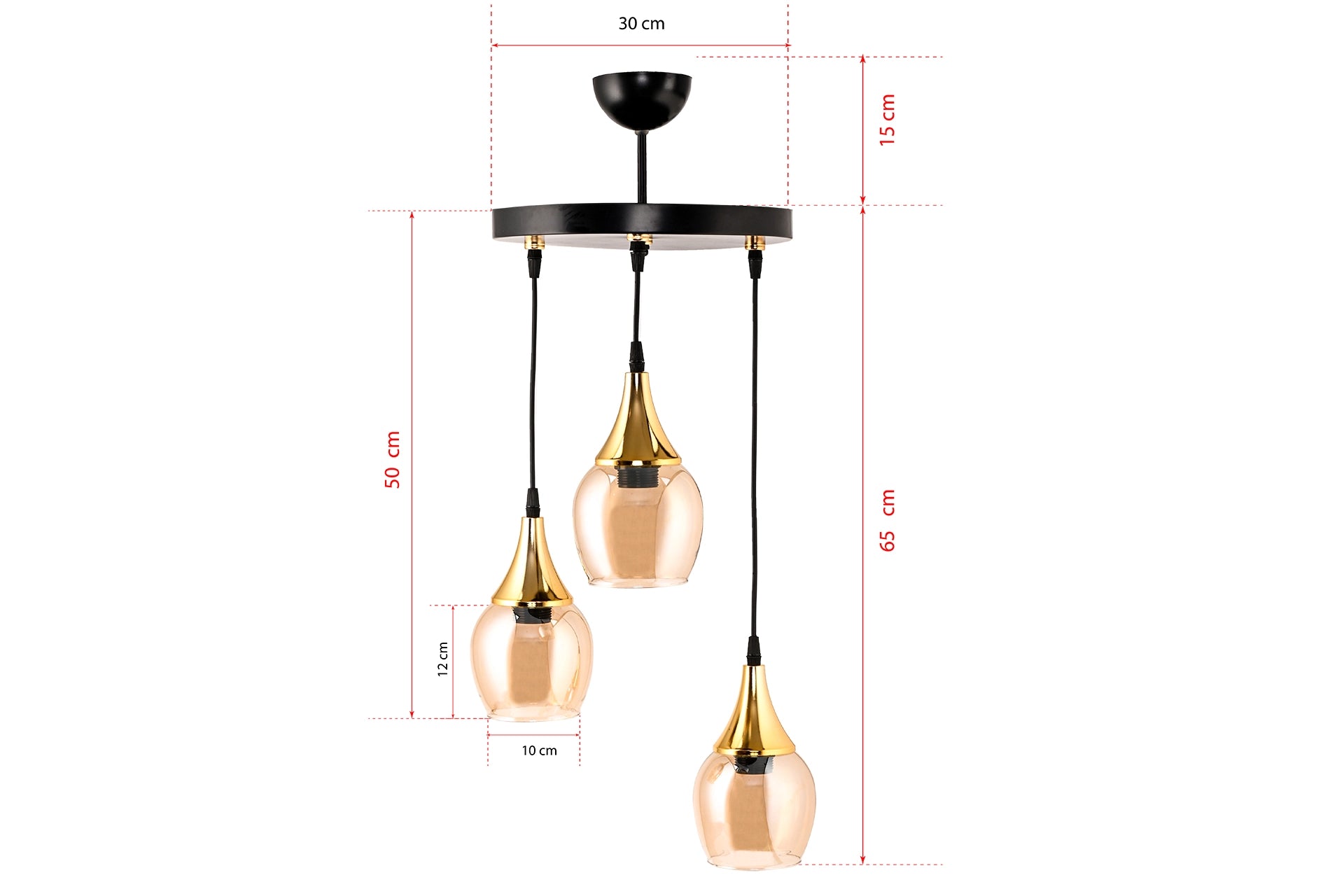 Dede embudo triple tray pendant light chandelier, gold huni honey DE6-309