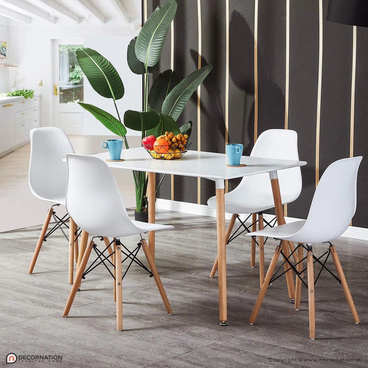 Dining set white oak 120x70CM 4 Chairs + 1 Table (DA152-DA232)