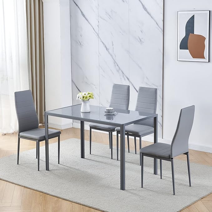 Dining set grey 120x70CM 4 Chairs + 1 Table(DA138 - DA258)