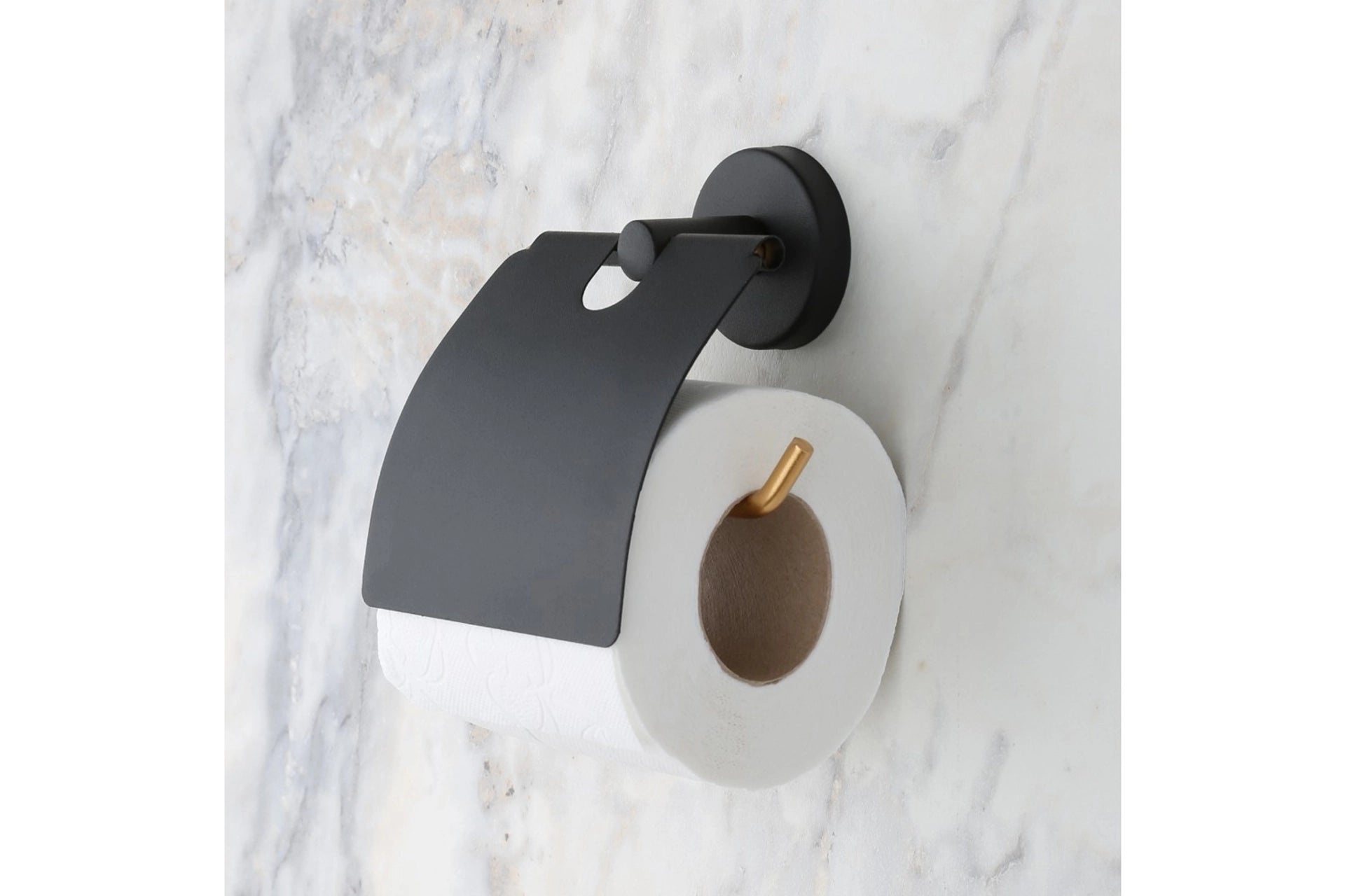 May bathroom toilet paper holder with gold lid, black (YM2-109)