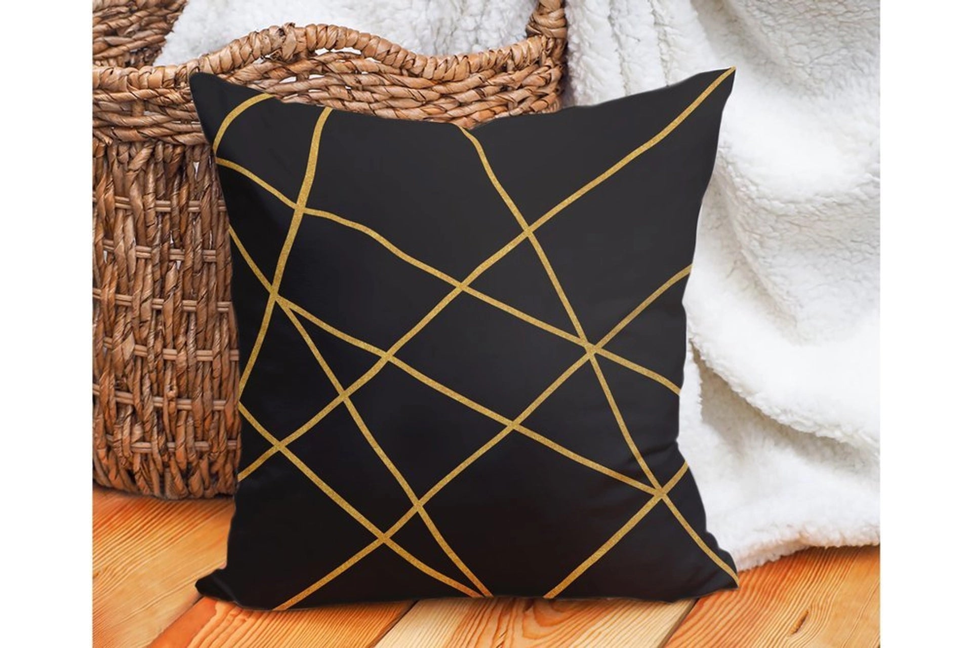 Carnival home double sided black background gold lines printed cushion cover (KQ3-7127)