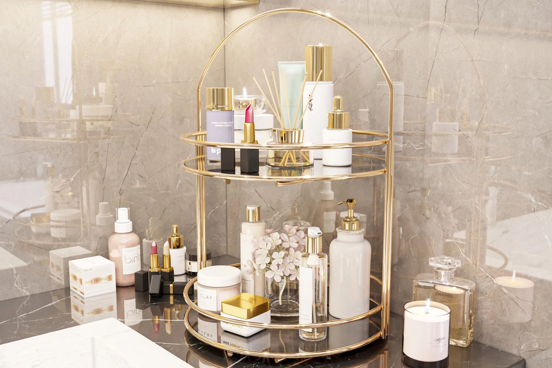 Bi̇no bathroom organizer two-tier 40 cm (BN7-124)