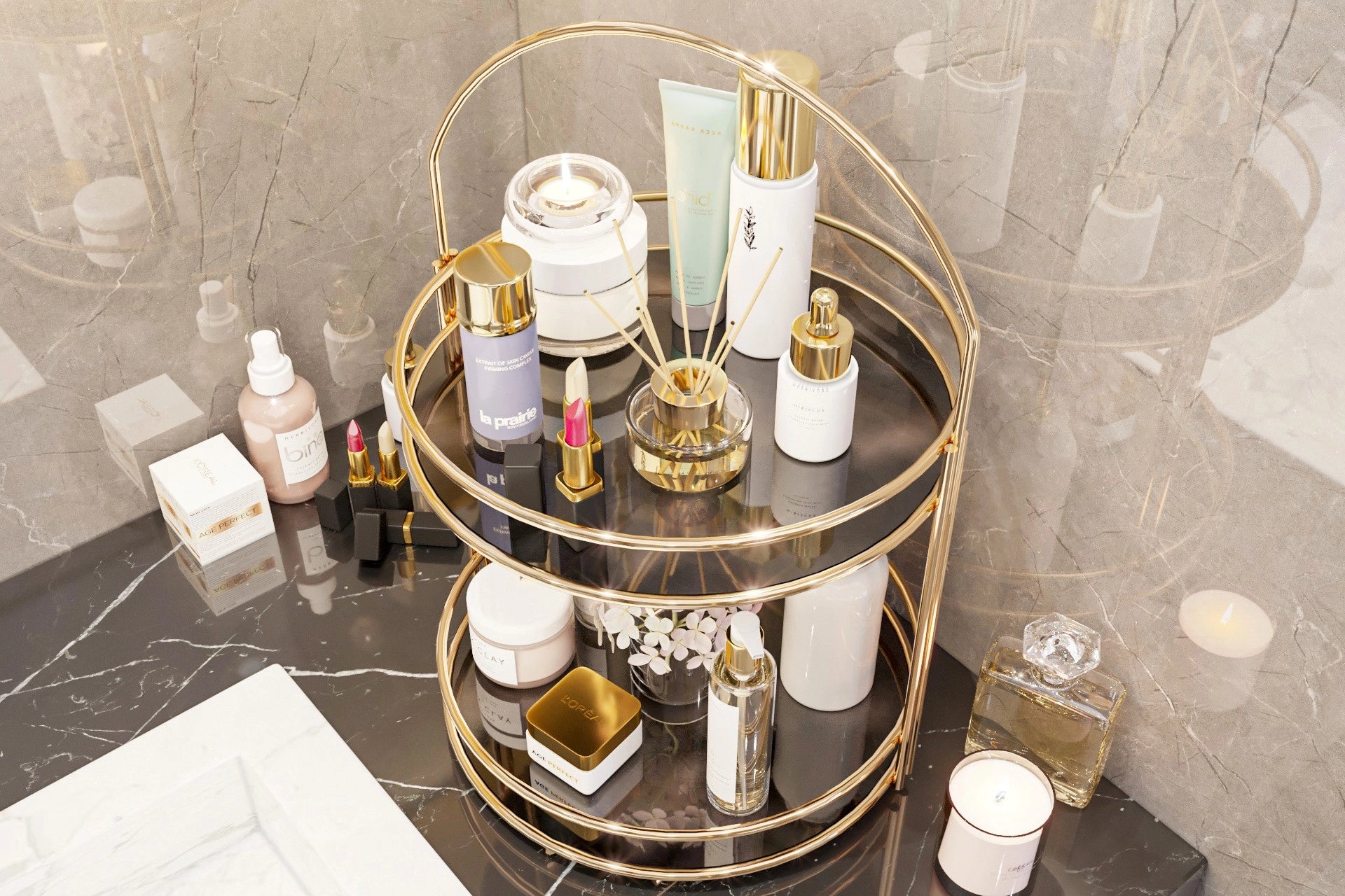 Bi̇no bathroom organizer two-tier 40 cm (BN7-124)