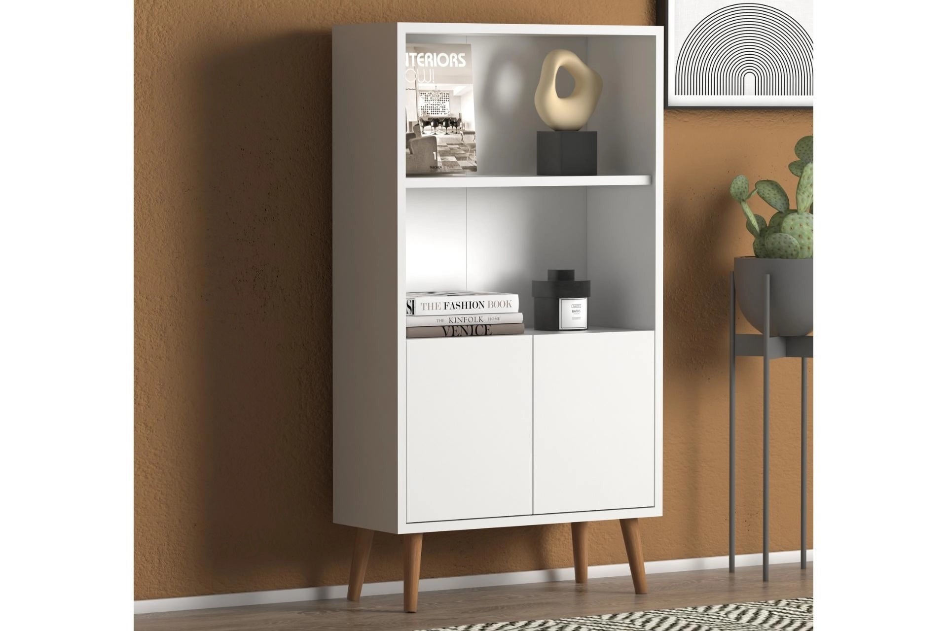 Luce bookshelf with cabinet, white (NT3-845) / made in eu