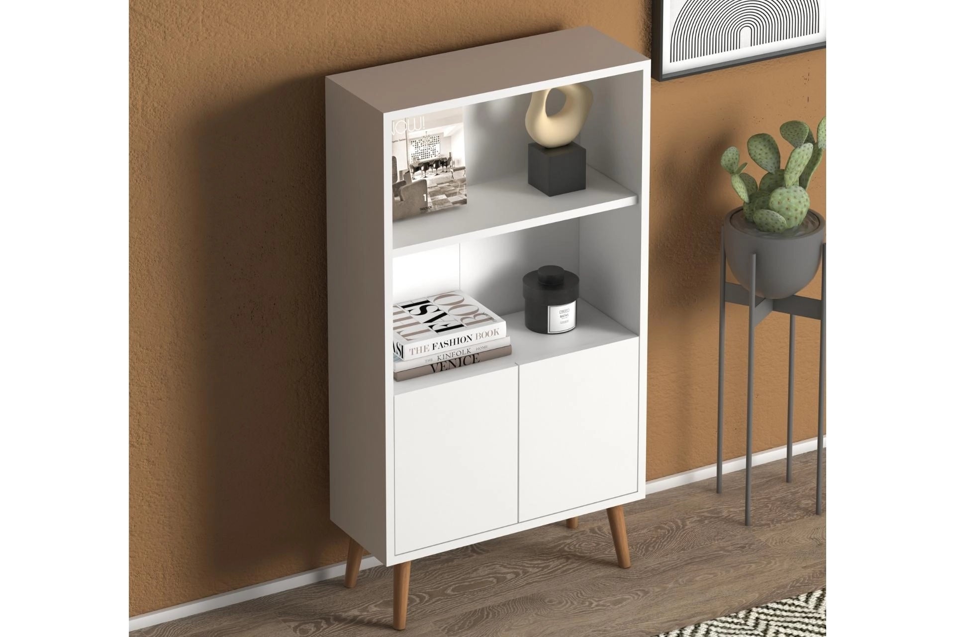 Luce bookshelf with cabinet, white (NT3-845) / made in eu