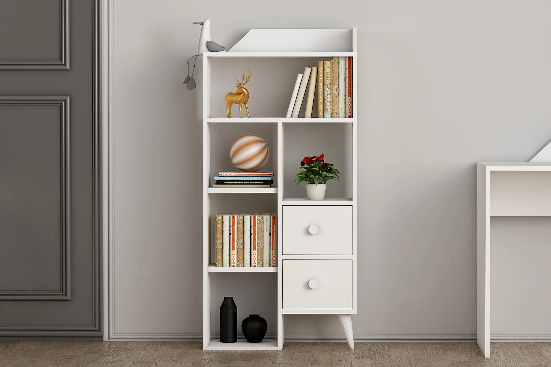 multi purpose storage bookshelf, white (DA3-301)/ made in eu
