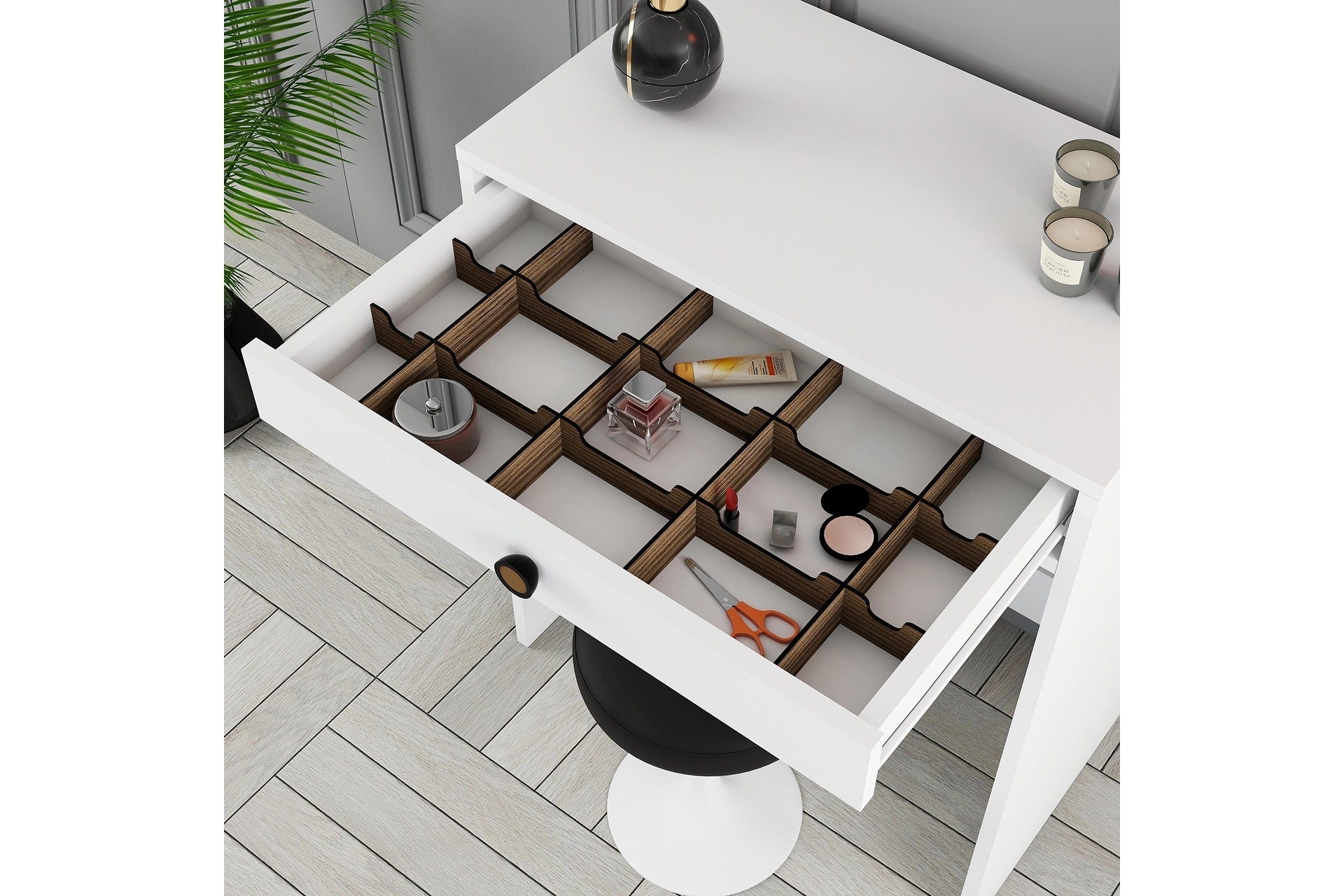 Lisbon mini makeup table, mirror, white (VC3-801) / Made in Eu