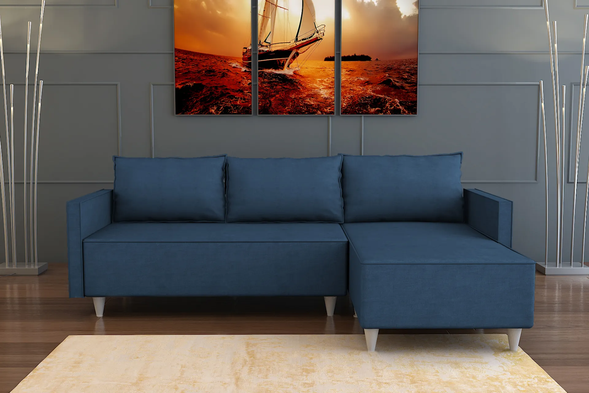 Aybuke corner sofa, blue (EV4-1313) / made in eu