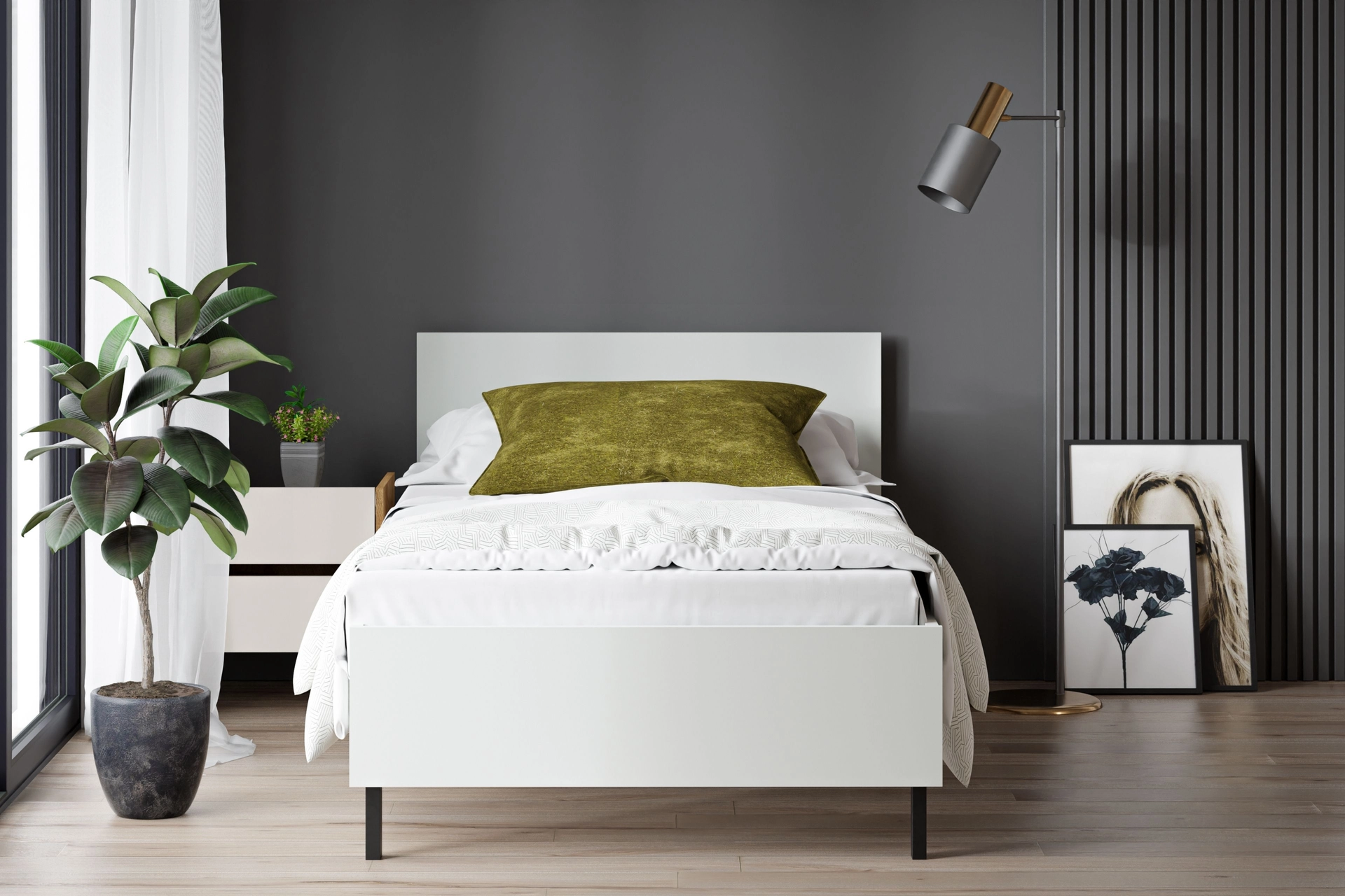 Single bed, white, 90X190 (RC6-120)