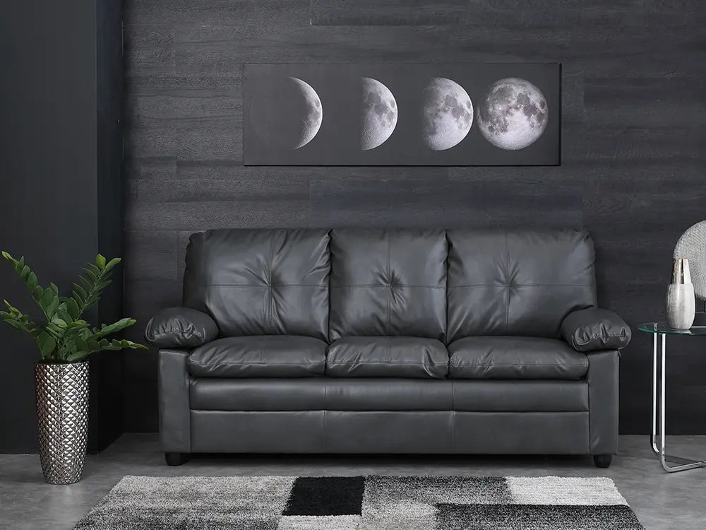 Furinbox augusta pvc sofa 3 seaters - dark grey