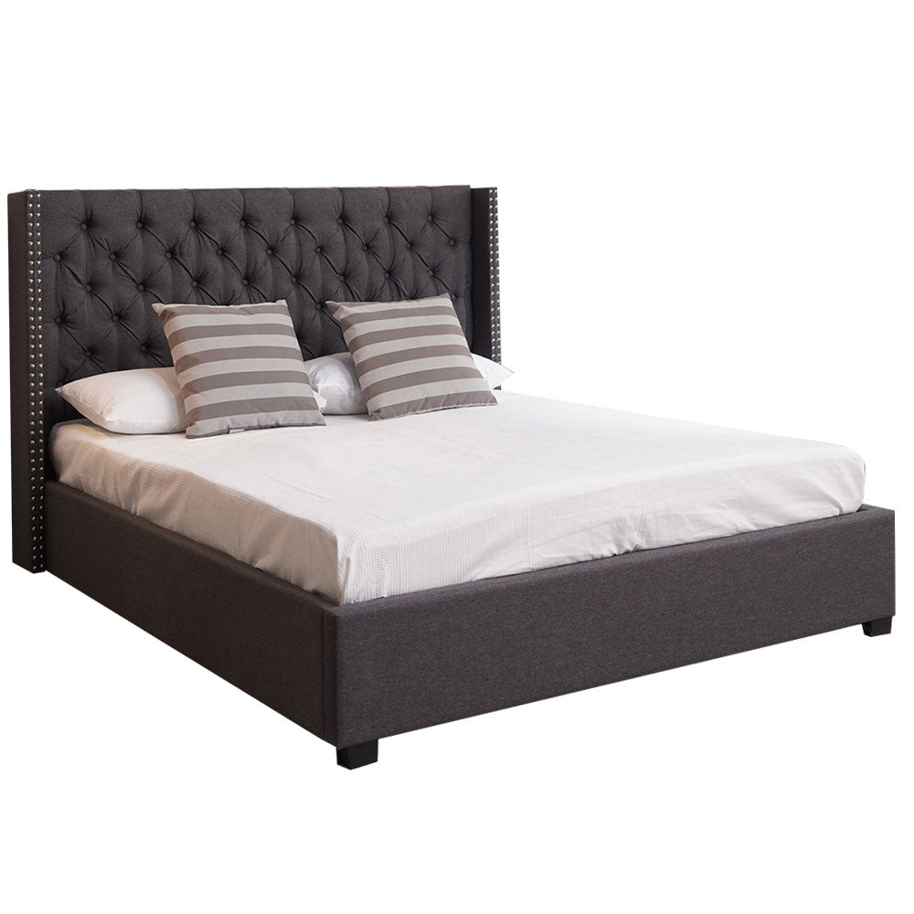 Bed (SSS-A225) King - Grey Fabric (180X200CM) storage bed with gas lift