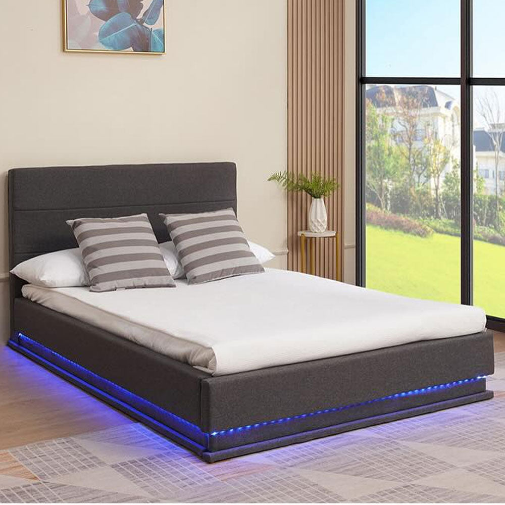 Bed (SSS-A503) Queen- Grey fabric (152X190cm) storage bed with gas lift