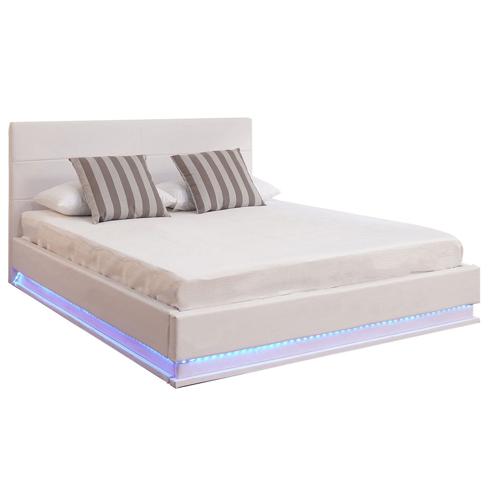 Bed (SSS-A503) Double- White PU (122X190cm) storage bed with gas lift