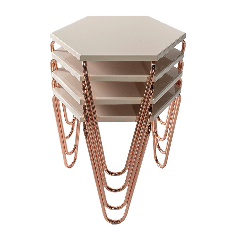 Coffee table pyramid nesting table , quad, copper biege (VY3-803)