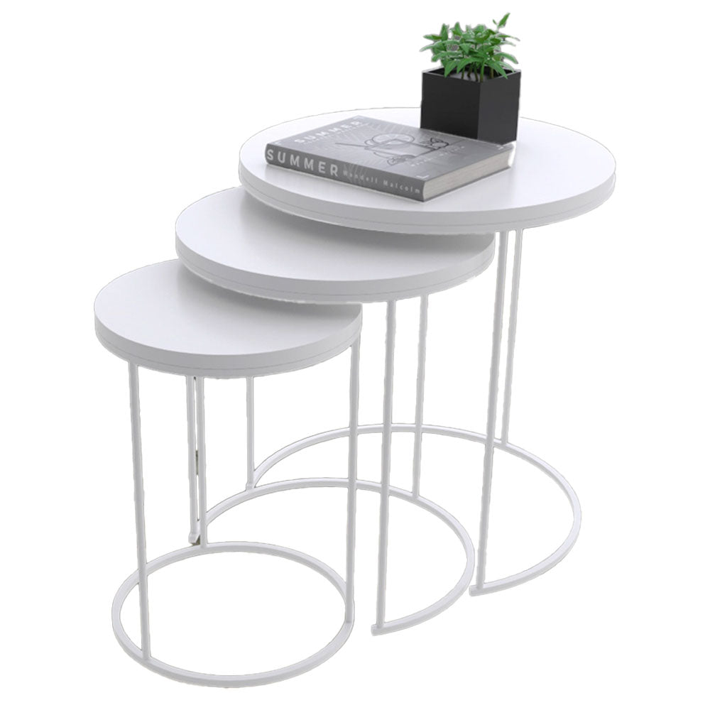 Evdemo arlo nesting table set, white (EV4-665)