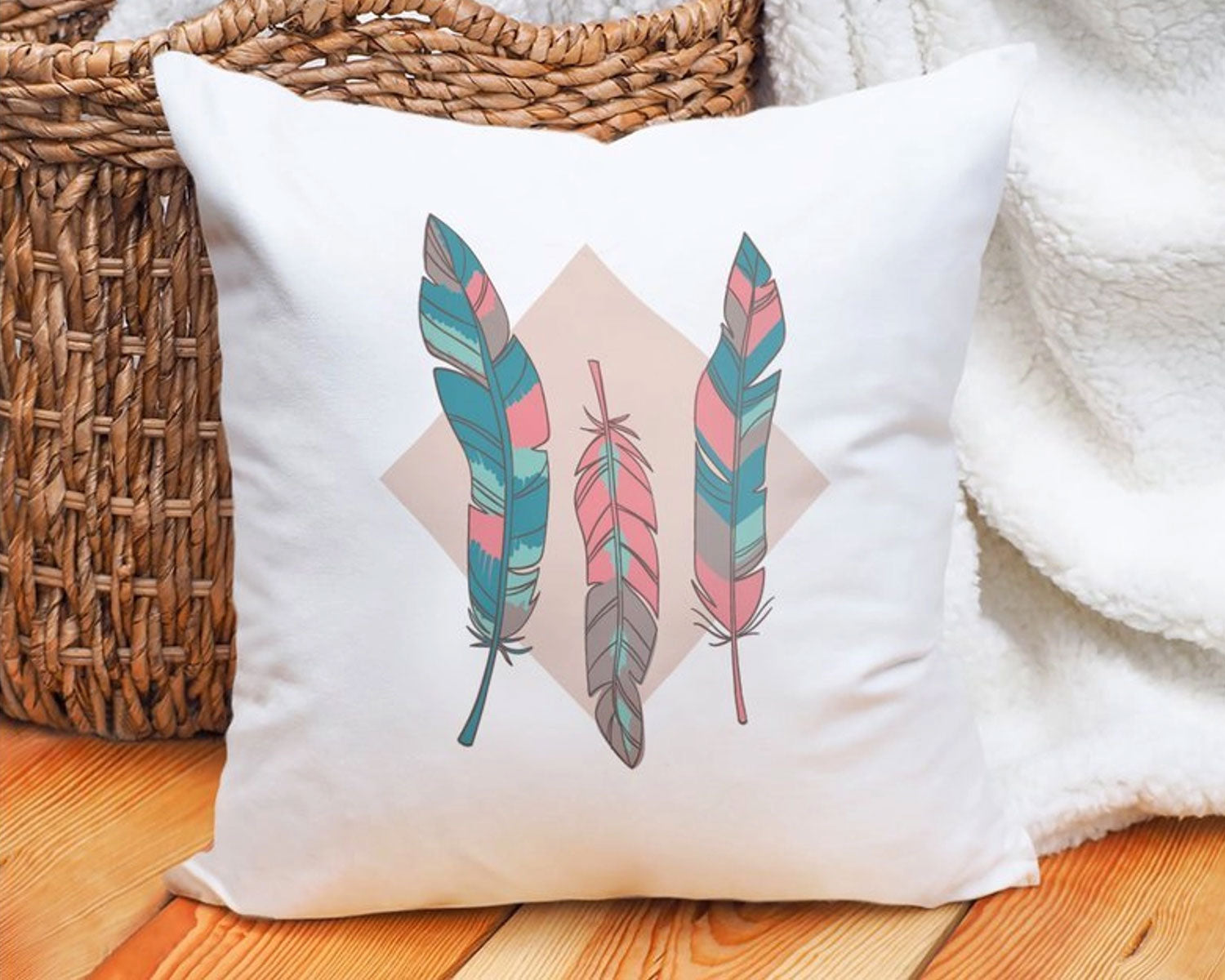 Carnival home double sided colorful feather printed cushion cover (KQ3-7091)