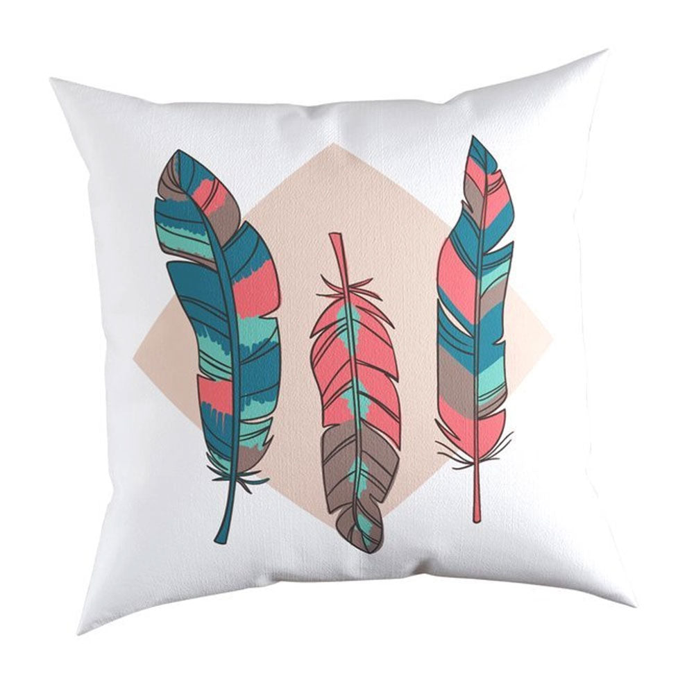 Carnival home double sided colorful feather printed cushion cover (KQ3-7091)