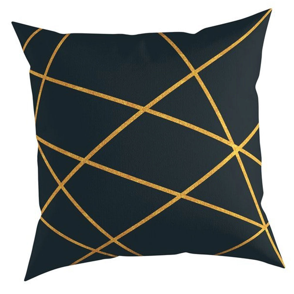 Carnival home double sided black background gold lines printed cushion cover (KQ3-7127)