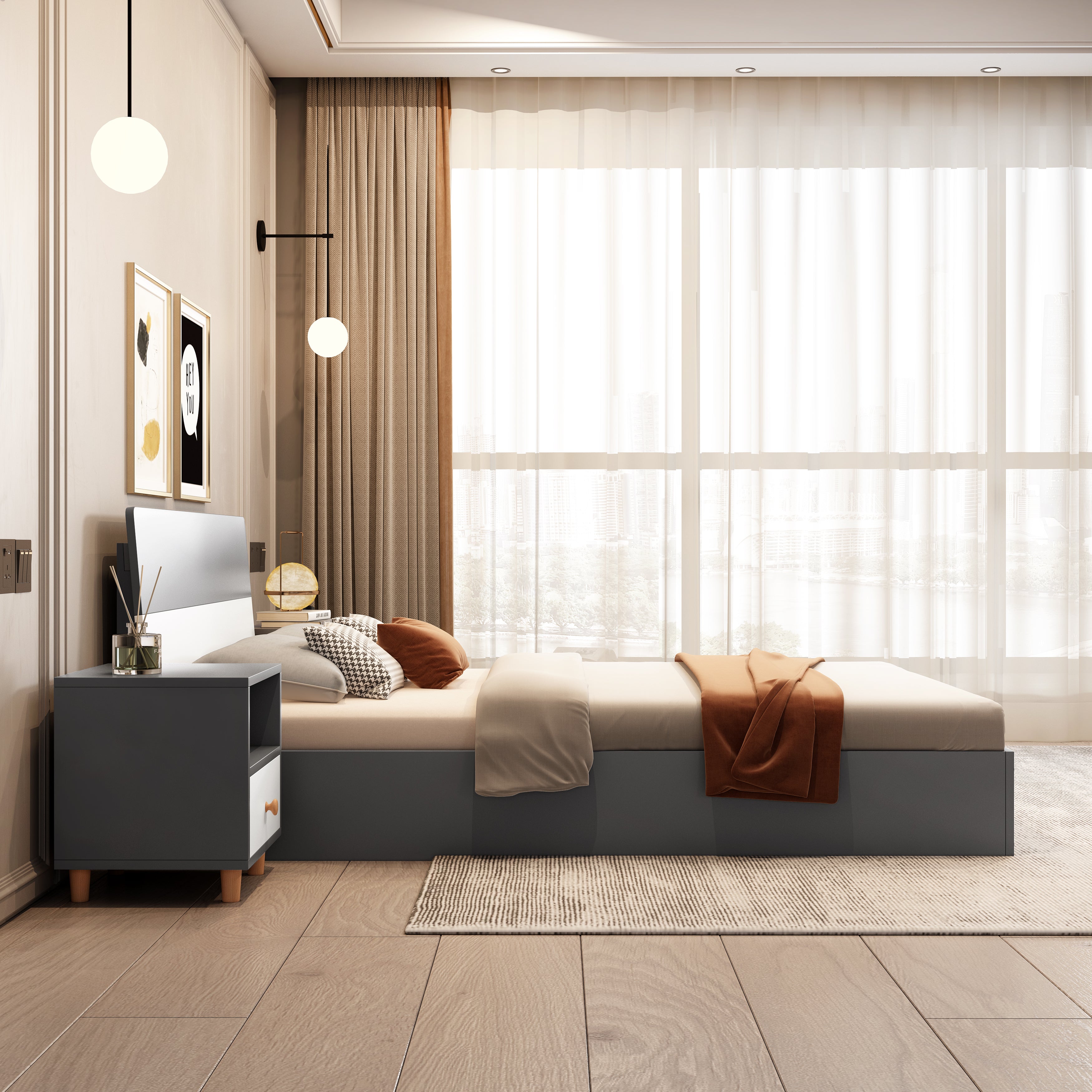 KA01 Bed pure white king (180*200*85)