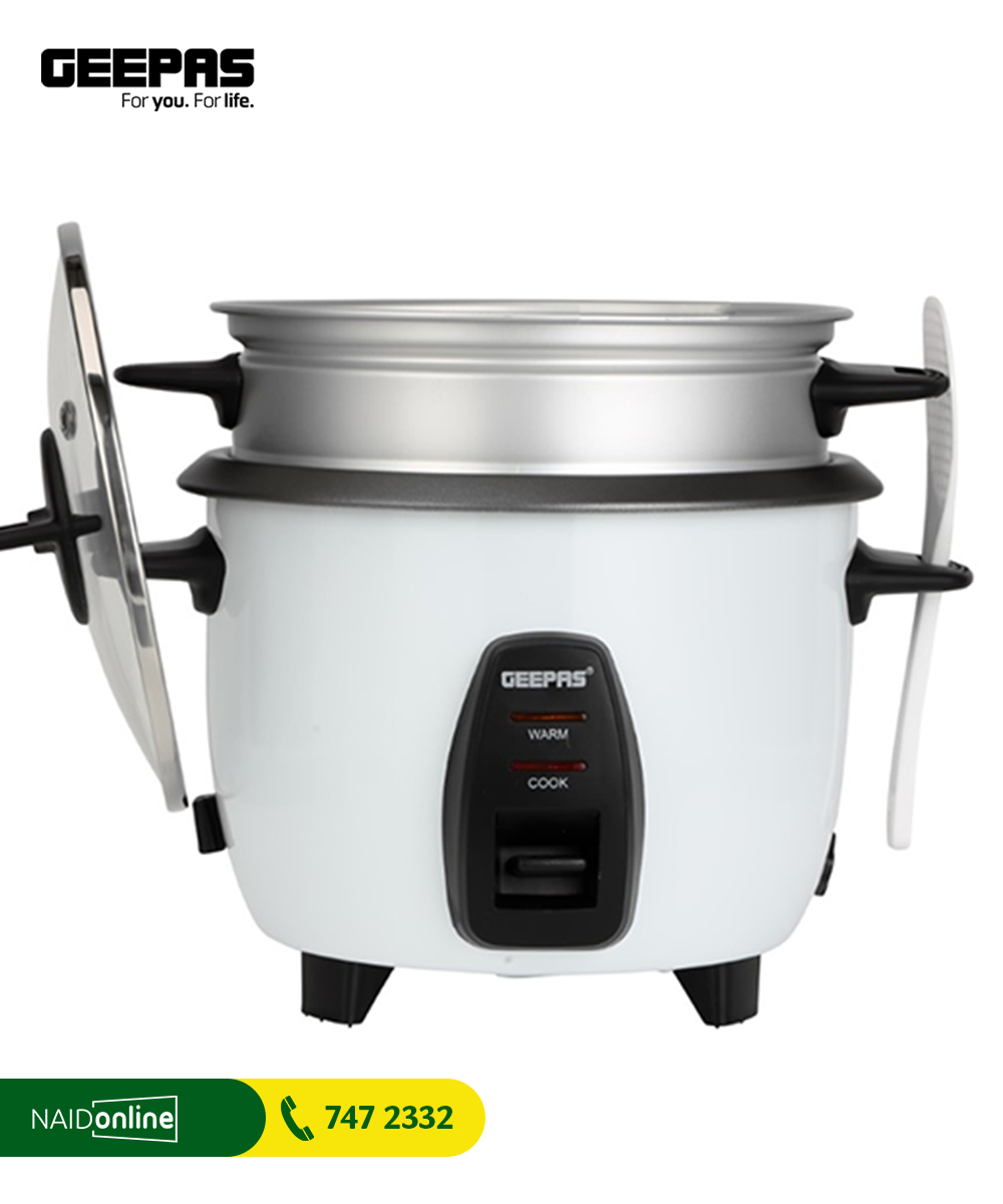 GEEPAS Automatic Rice Cooker & Steamer Non-Stick Inner Pot 1L 450W White GRC4325N
